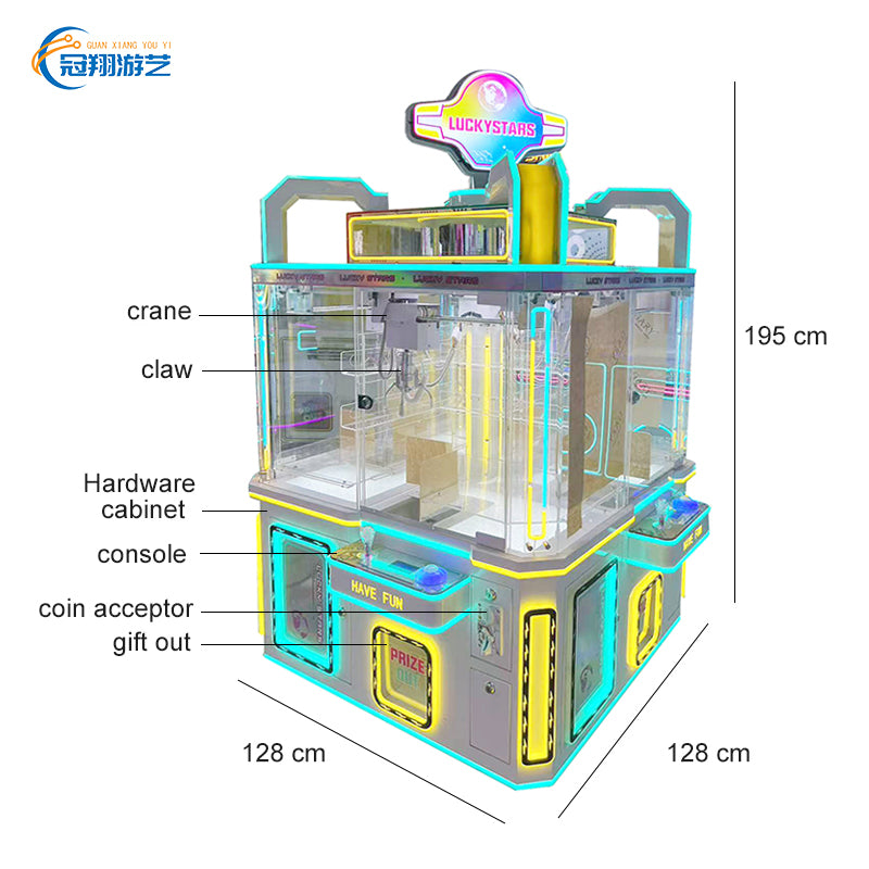 Amusement Game Room Coin Operated Arcade 4 Player Claw Crane Machine Plush Toy Catcher Mini Prize Vending Machine